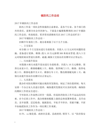 镇防汛工作总结 