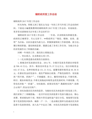 镇财政所度工作总结 