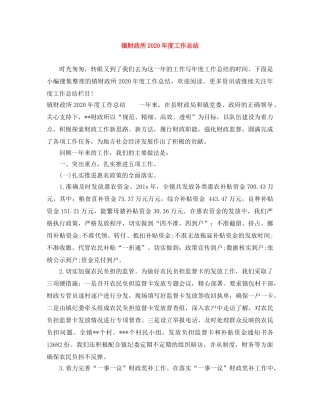 镇财政所2020年度工作总结 