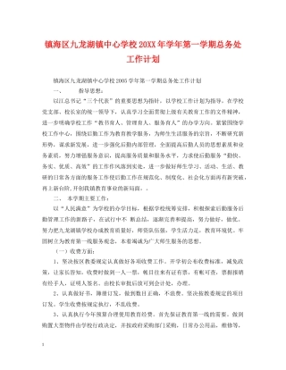 镇海区九龙湖镇20XX年学年第一学期总务处工作计划 