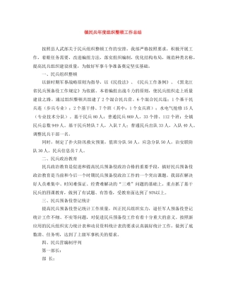 镇民兵年度组织整顿工作总结 