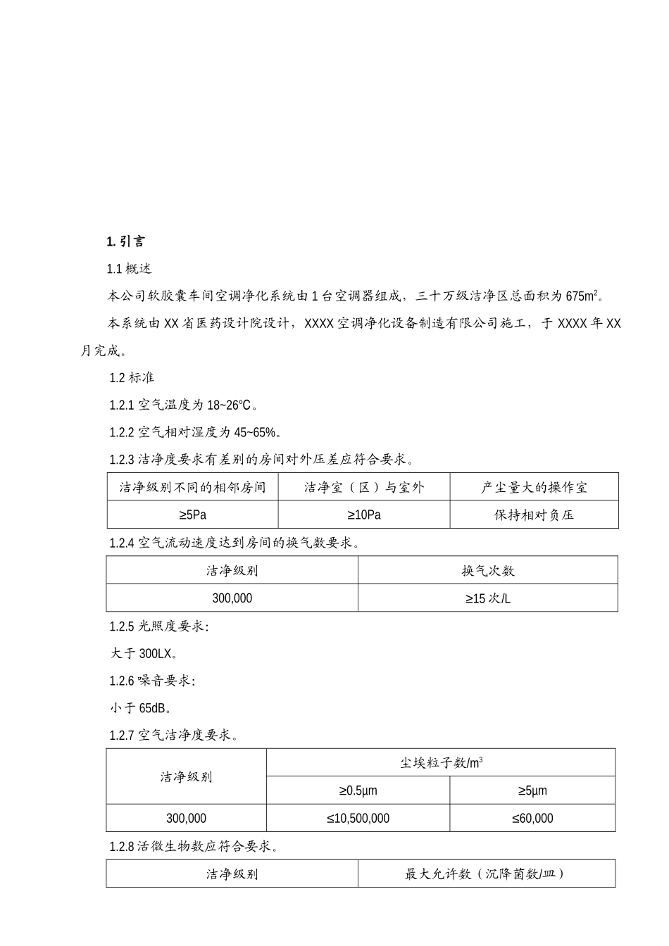 软胶囊车间空调净化系统验证报告样本_第1页