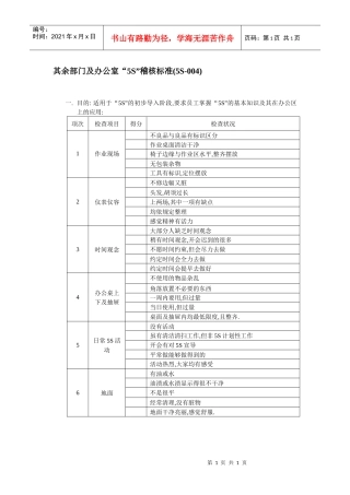 其余部门及办公室“5S”稽核标准