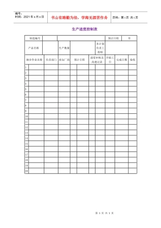 生产进度控制表