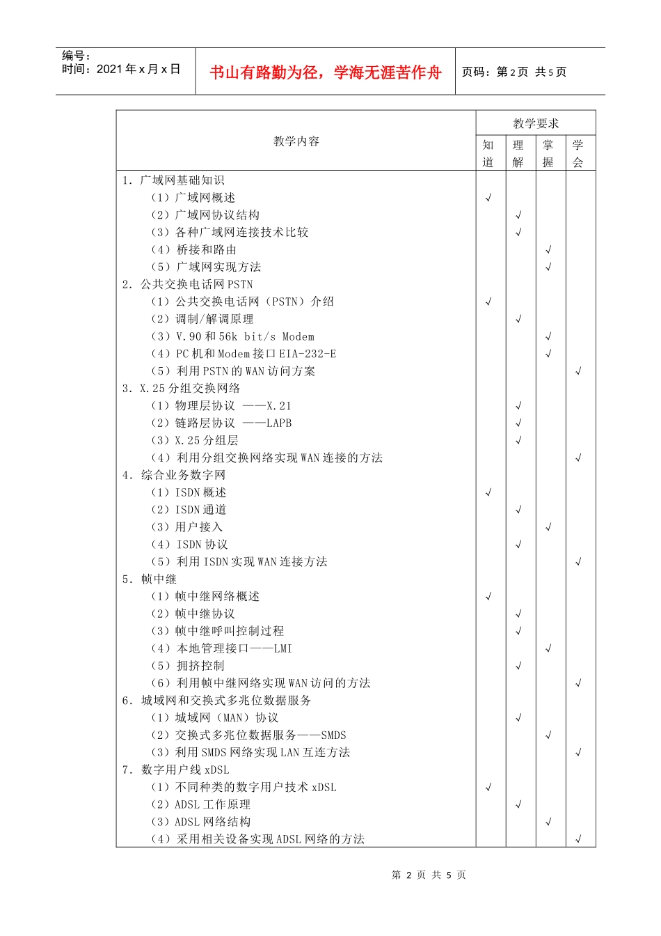《广域网技术》课程标准_第2页