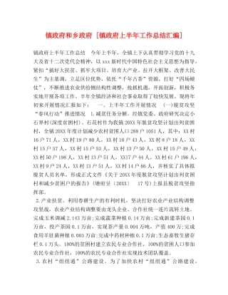 镇政府和乡政府 [镇政府上半年工作总结汇编] 