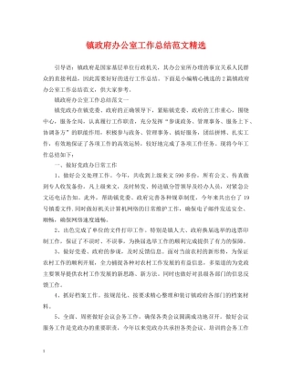 镇政府办公室工作总结范文精选 