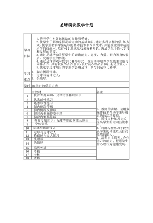 足球模块教学计划