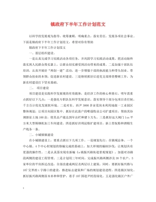 镇政府下半年工作计划范文 