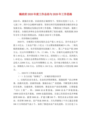 镇政府2020年度工作总结与2020年工作思路 