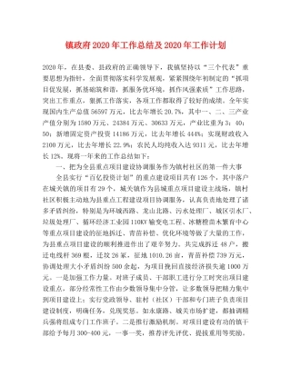 镇政府2020年工作总结及2020年工作计划(1) 