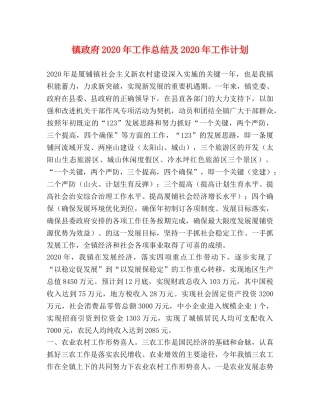 镇政府2020年工作总结及2020年工作计划 