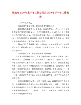 镇政府2020年上半年工作总结及2020年下半年工作安排 
