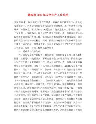 镇政府2020年安全生产工作总结 