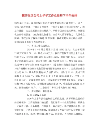 镇开发区公司上半年工作总结和下半年安排 