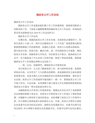镇政务公开工作总结 