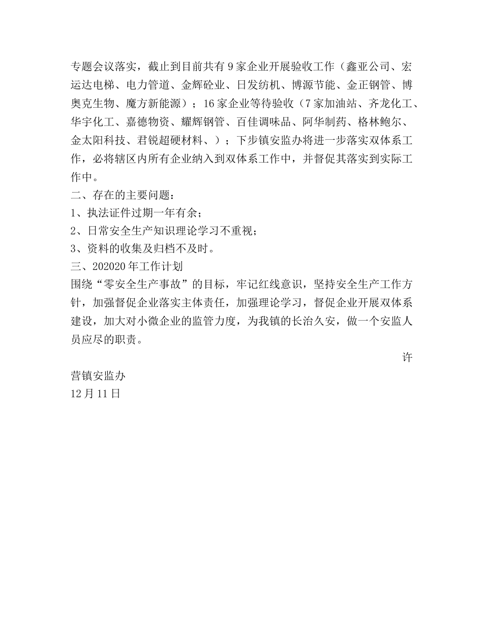 镇安监办2020年安全生产工作总结 _第3页