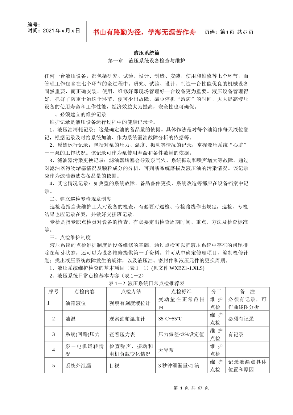 液压设备检修技术标准_第1页