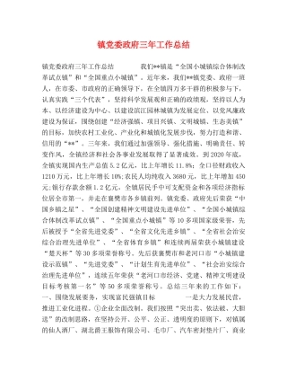镇党委政府三年工作总结 