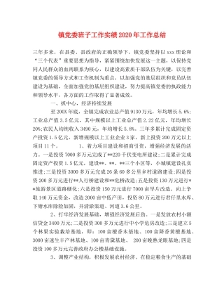 镇党委班子工作实绩2020年工作总结 