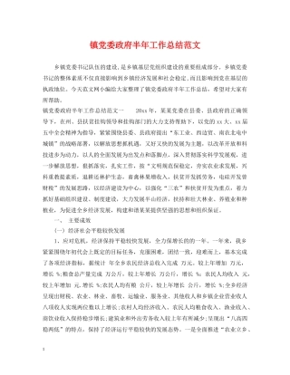 镇党委政府半年工作总结范文 