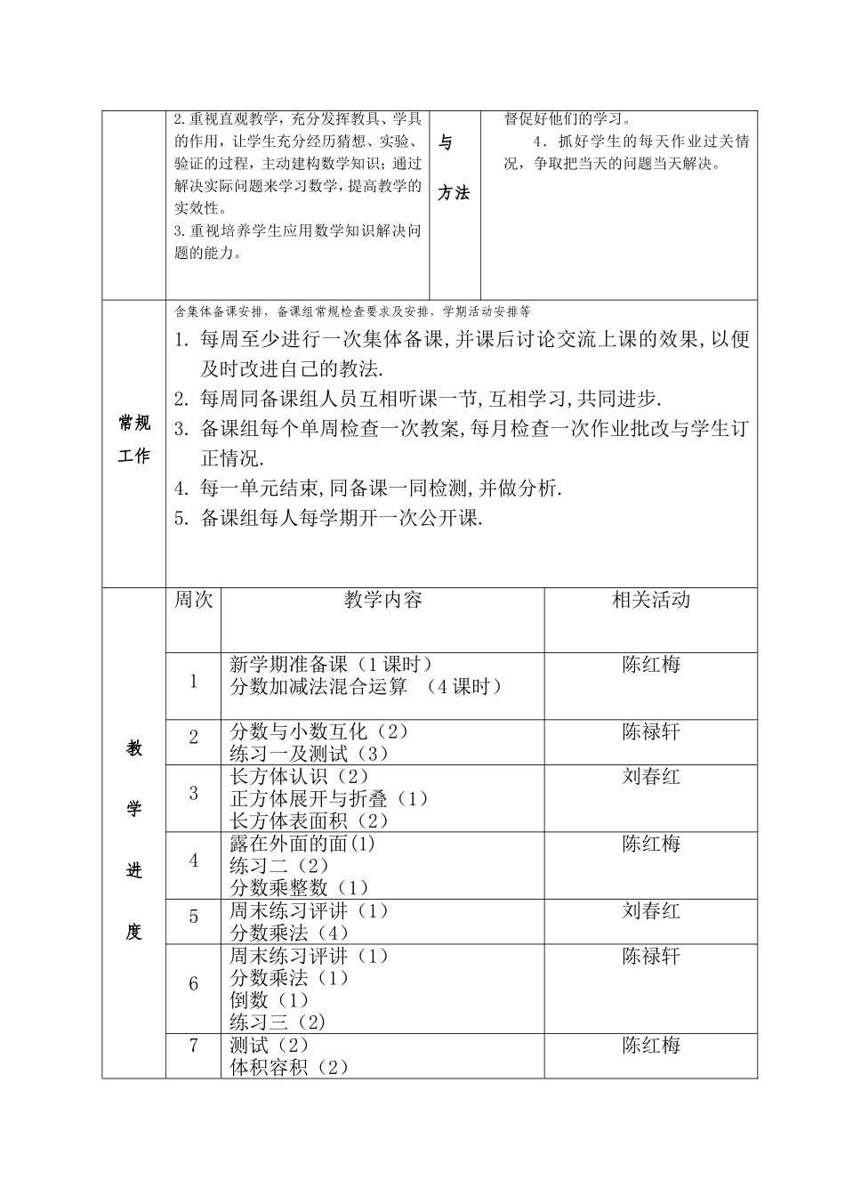 五年级下数学备课组工作计划2015-2016_第2页