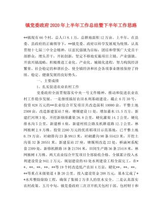 镇党委政府2020年上半年工作总结暨下半年工作思路 