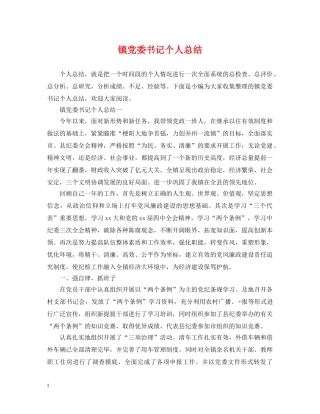 镇党委书记个人总结 