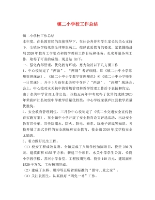 镇二小学校工作总结 