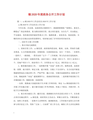 镇2020年度政务公开工作计划 