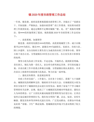 镇2020年度市政管理工作总结 