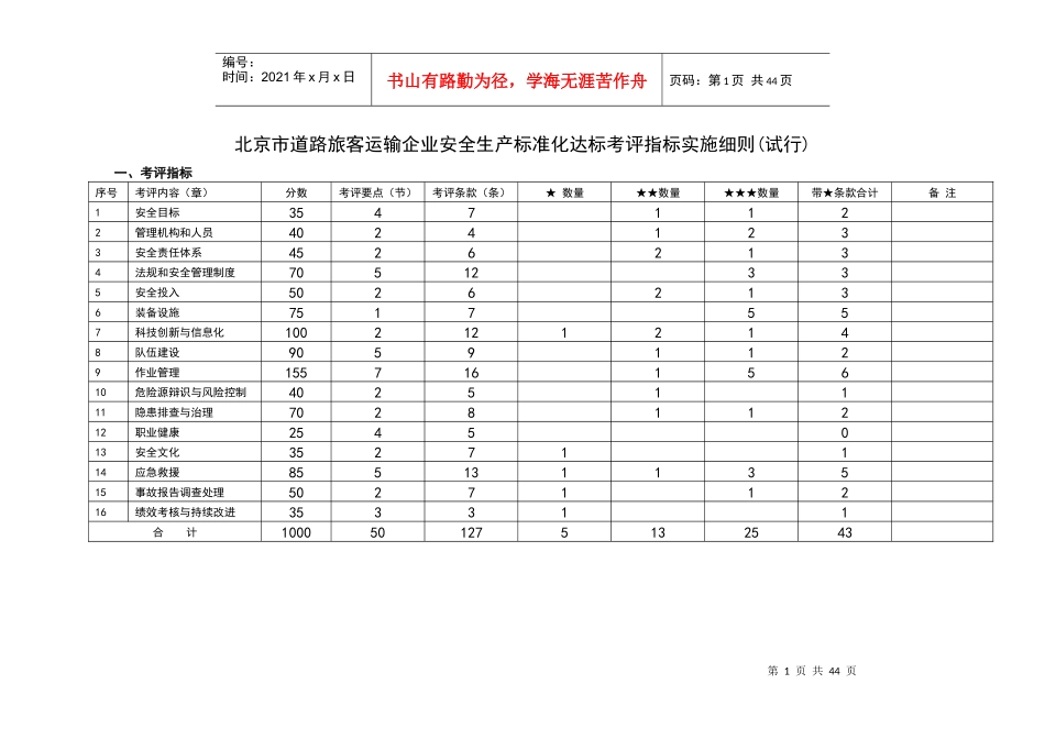 北京市道路旅客运输企业安全生产标准化达标考评指标实_第1页