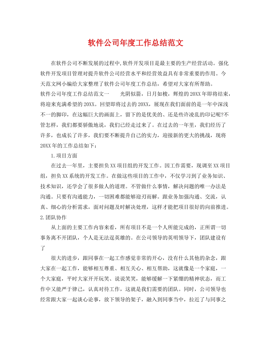 软件公司年度工作总结范文 _第1页