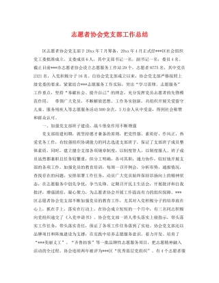 志愿者协会党支部工作总结 