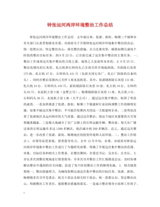 钟张运河两岸环境整治工作总结 