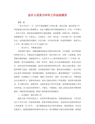 会计人员实习半年工作总结报告 