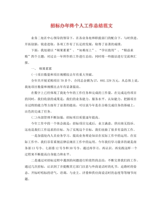 招标办年终个人工作总结范文 