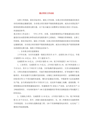 重点项目工作总结 