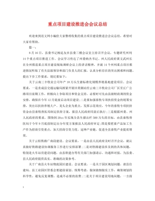 重点项目建设推进会会议总结 