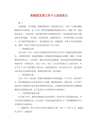 班级团支部工作个人总结范文 