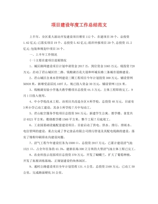 项目建设年度工作总结范文 