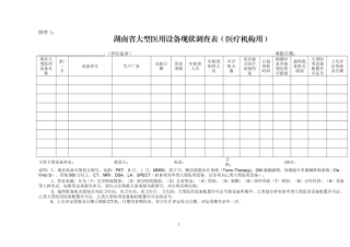 湖南省大型医用设备现状调查表(医疗机构用)