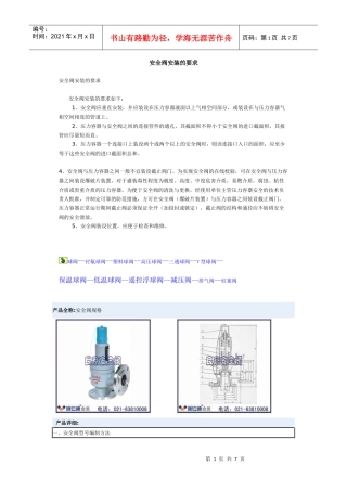 安全阀按装要求