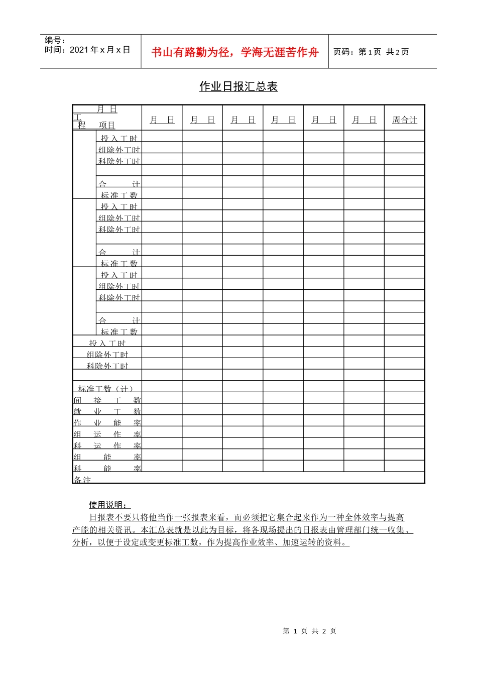 作业日报汇总表_第1页