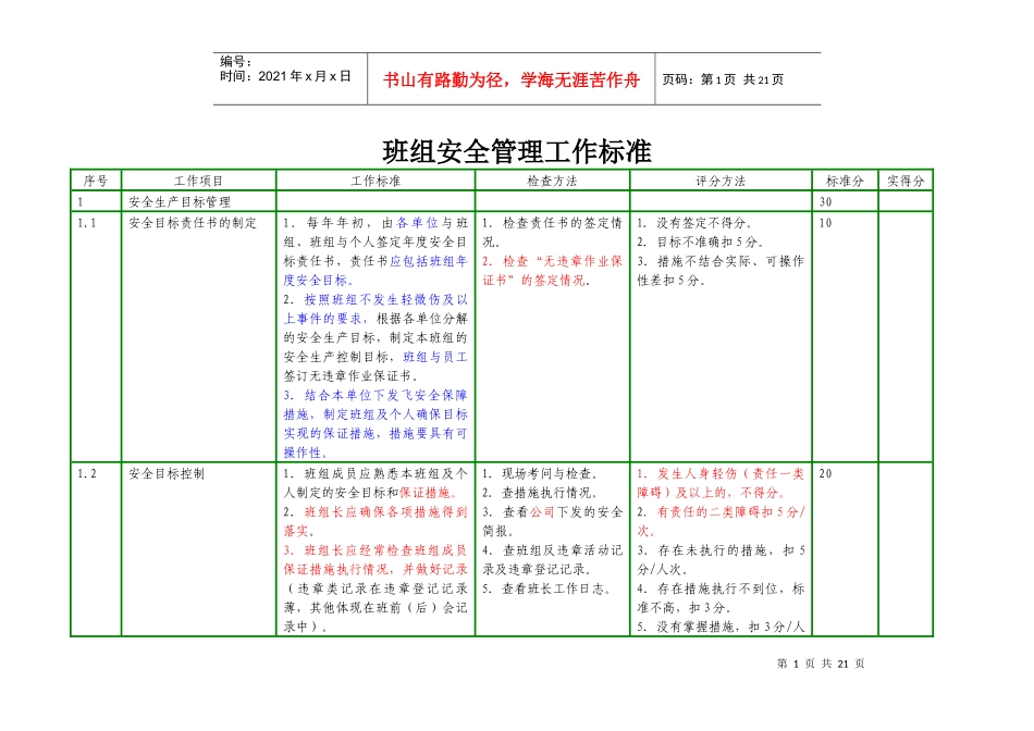 班组安全管理工作标准_第1页