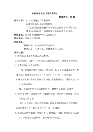 音乐活动教案：《两只小鸟》