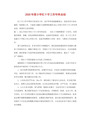 2020年度小学红十字工作年终总结 