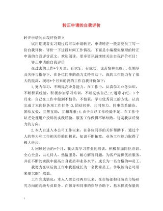 转正申请的自我评价 