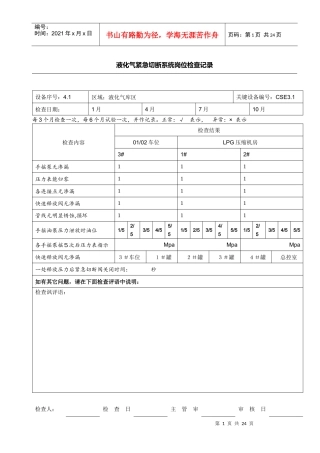 液化气设备岗位检查记录表