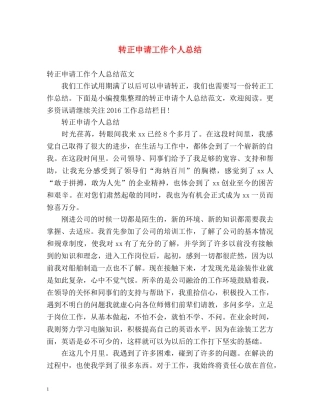 转正申请工作个人总结 